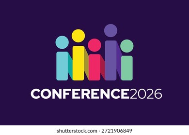 Simple Flat Colorful People Figures Conference Logo Template for Your Event, Conference, or Consultant. Modern Colorful Logo Template Ready For Use.Diversity Initial Logo