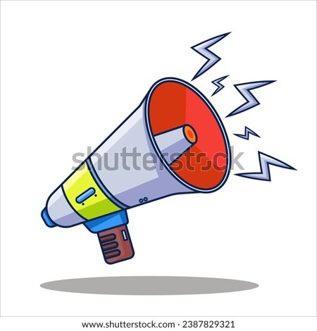 Simple Flat colorful Speaker Toa Megaphone Illustration. Flat design style megaphone horn loudspeaker. Vector retro megaphone on color pastel background.