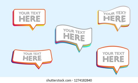 Simple flat colorful speech bubble collection in various shapes