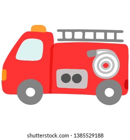 Simple and flat colroed fire truck illustration