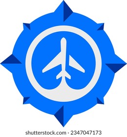 Simple Flat compass and airplane logo design