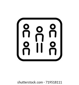 Simple flat conference linear pictogram. Business meeting vector thin line icon.