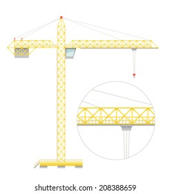 Simple flat construction crane illustration isolated on white. EPS10 vector image.