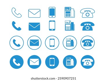 Simple and Flat Contact Icon Illustration Set