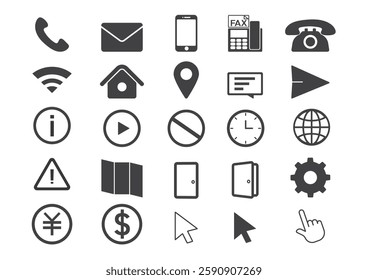 Simple and Flat Contact Icon Illustration Set