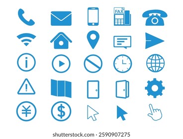Simple and Flat Contact Icon Illustration Set
