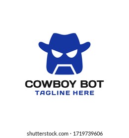 einfaches Cowboyroboter-Logo