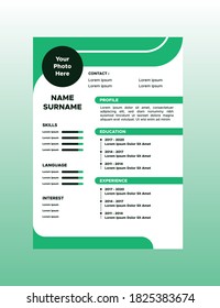 Plantilla de diseño simple de currículo plano de vitalidad