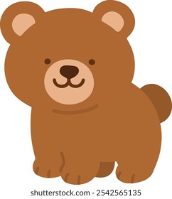 Simple and flat cute brown Bear illustration