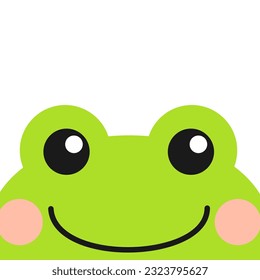 Simple flat cute cartoon half frog face. Suitable for greeting card, invitation, poster, printing paper, wallpaper etc.