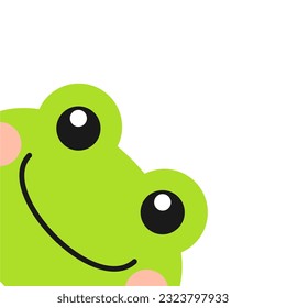 Simple flat cute cartoon oblique half frog face. Suitable for greeting card, invitation, poster, printing paper, wallpaper etc.
