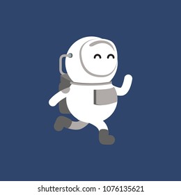 Simple flat cute running happy astronaut illustration