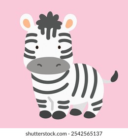 Simples e plano bonito Zebra ilustração