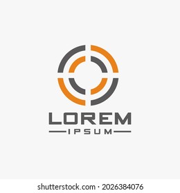 simple flat design abstract illustration letter o logo circle setting target