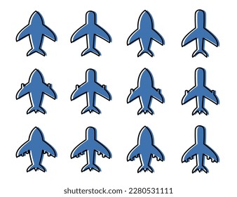 simple flat design airplane icon set, vector for web application