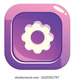 Simple flat design app icon featuring a white cogwheel on a purple gradient background, perfect for software developers