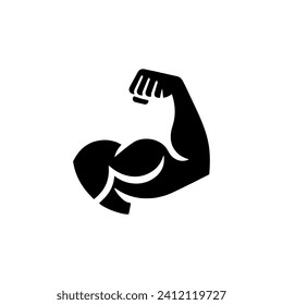 Simple Flat Design Arm Power Logo Vector on White Background