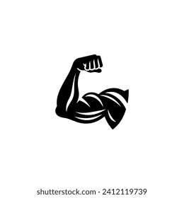 Simple Flat Design Arm Power Logo Vector on White Background