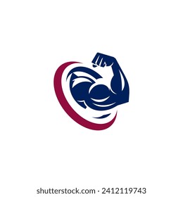 Simple Flat Design Arm Power Logo Vector on White Background