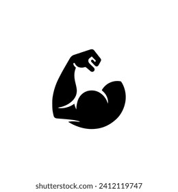 Simple Flat Design Arm Power Logo Vector on White Background