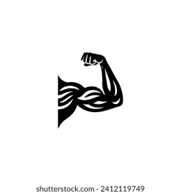 Simple Flat Design Arm Power Logo Vector on White Background