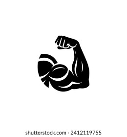 Simple Flat Design Arm Power Logo Vector on White Background