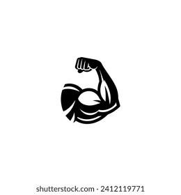 Vector de logotipo de potencia del brazo de diseño plano simple con fondo blanco