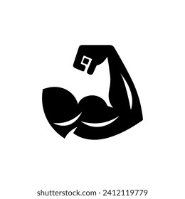 Simple Flat Design Arm Power Logo Vector on White Background