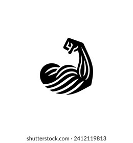 Simple Flat Design Arm Power Logo Vector on White Background