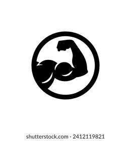Simple Flat Design Arm Power Logo Vector on White Background
