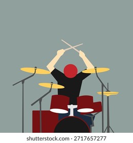 Einfaches flaches Design von Bandzeichen. Sänger, Gitarrist und Schlagzeuger