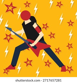 Einfaches flaches Design von Bandzeichen. Sänger, Gitarrist und Schlagzeuger