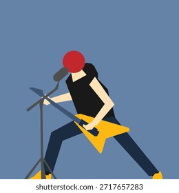 Einfaches flaches Design von Bandzeichen. Sänger, Gitarrist und Schlagzeuger