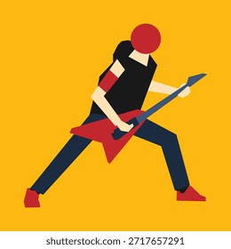 Simple flat design of band characters. vocalist, guitarist, and drummer