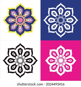 simple flat design blooming flower illustration for diwali day