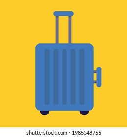 Simple flat design blue airport travel luggage suitcase vector graphics