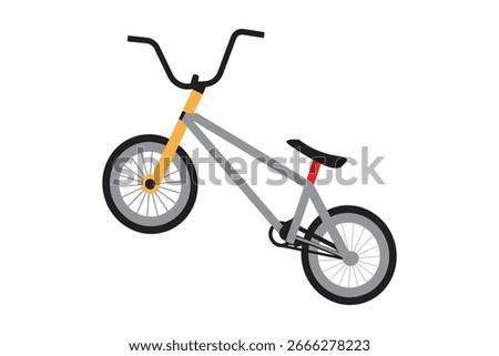 A simple, flat design of a BMX bike, angled slightly.