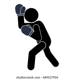 simple flat design boxing person pictogram icon vector illustration