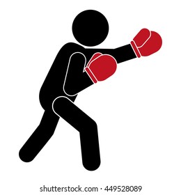 simple flat design boxing person pictogram icon vector illustration