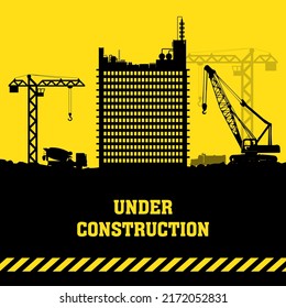Simple and flat design of bulding under construction. Modern bulding under construction design vector