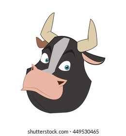 simple flat design bull cartoon icon vector illustration