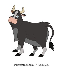simple flat design bull cartoon icon vector illustration