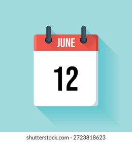 Un calendario de diseño plano y sencillo que muestra el mes de junio y la fecha del día 12.