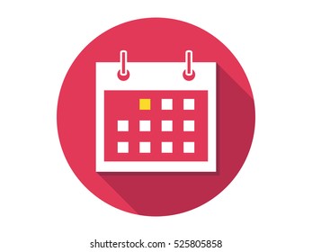 Simple flat design calendar on red circle and white background