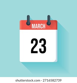 Uma página simples e plana do calendário do projeto mostra 23 de março, uma exibição de data direta.