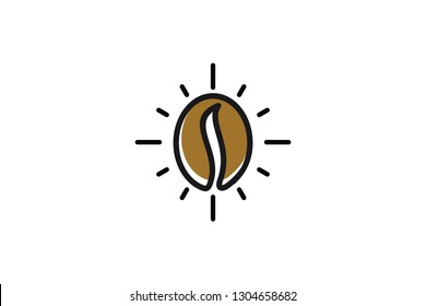 Simple Flat Design Coffee Beans Shine logo icon Vector template