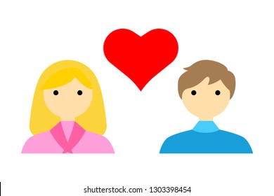 simple flat design of a couple falling in love each other relationship vector