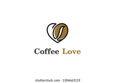 Simple Flat Design Cup of Coffee Love icon logo vector template