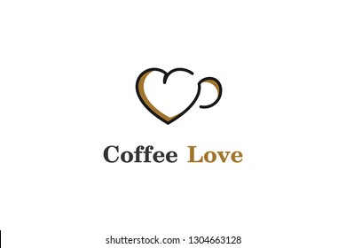 Simple Flat Design Cup of Coffee Love icon logo vector template