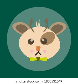 simple and flat design of cute deer isolated on green background vector design